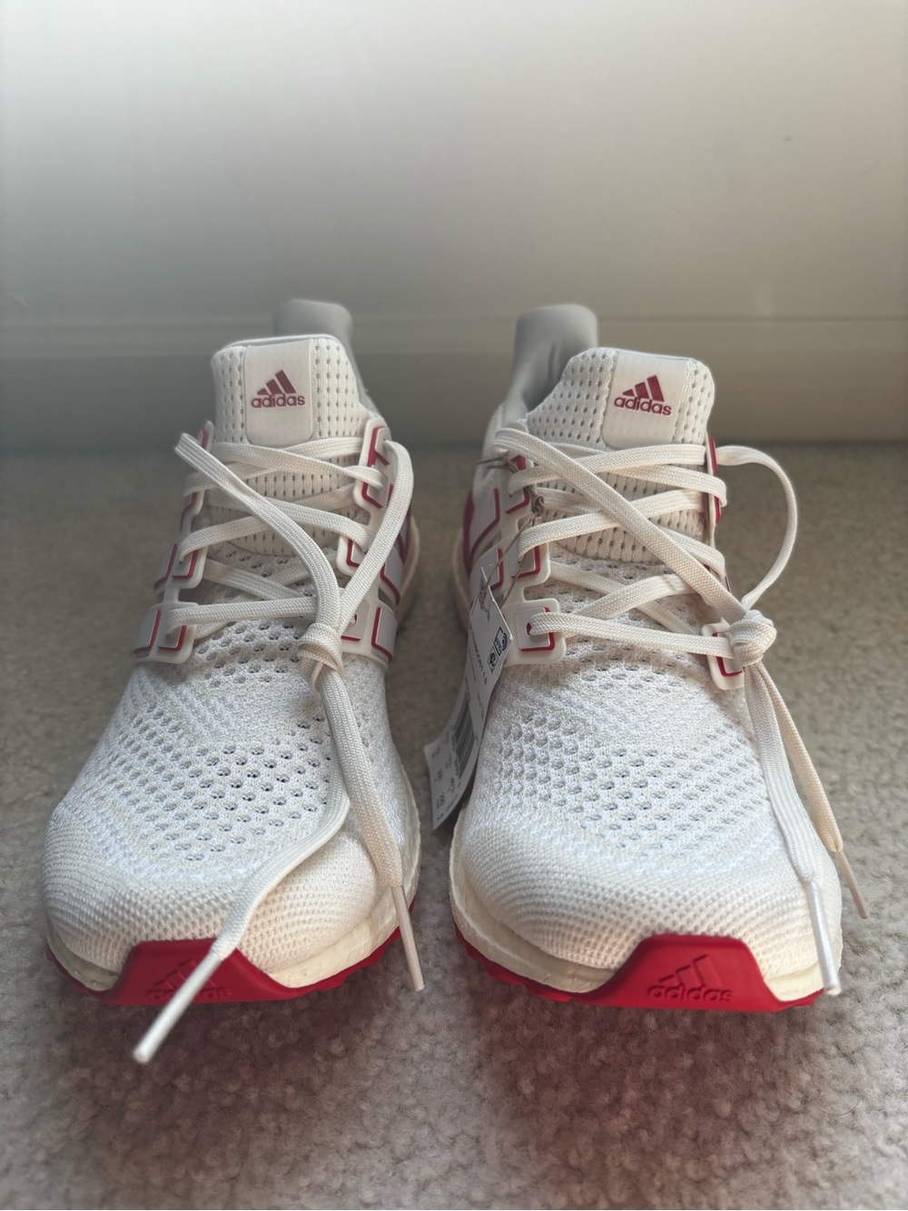 Adidas Ultraboost 1.0 Men's Size 12 Running Shoes - White / Cream / Red - NWT